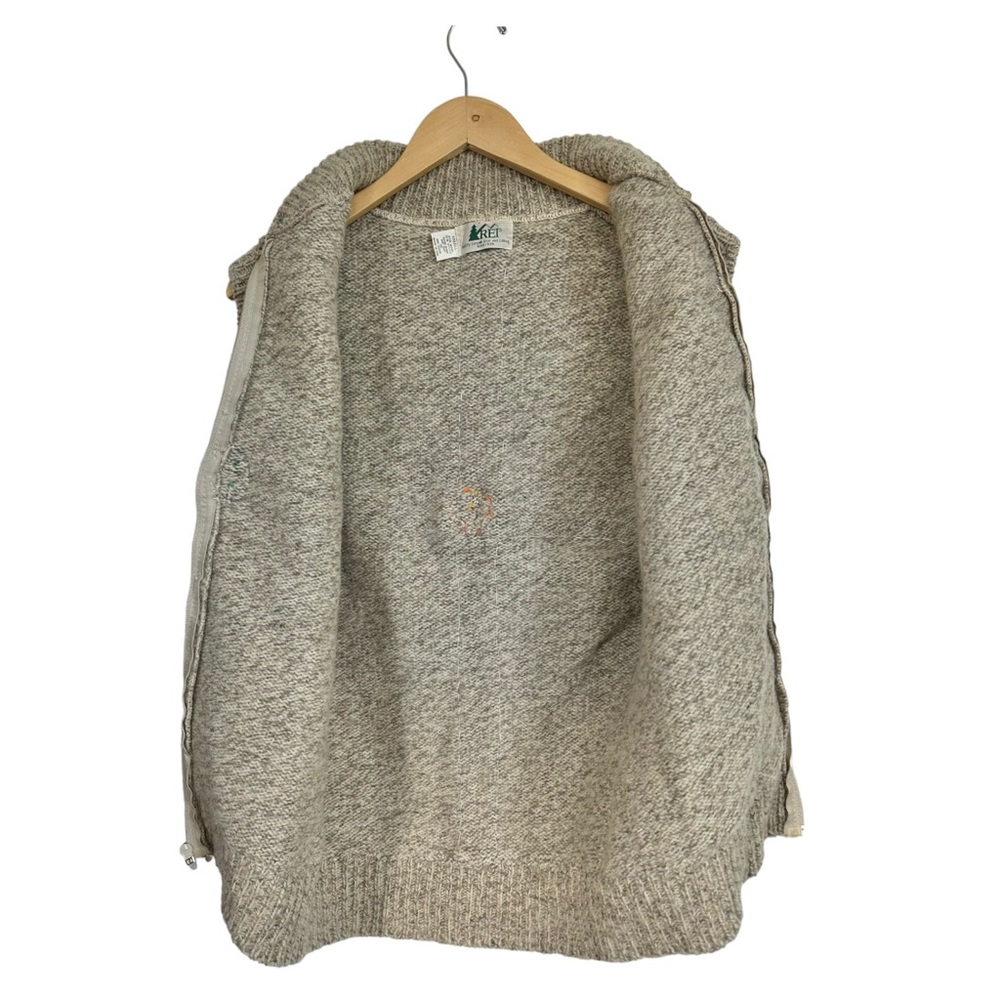REI Vintage Wool Hippie Vest Zip Front Hand-Sewn On Fabric & Trim  Size Small - Picture 9 of 11
